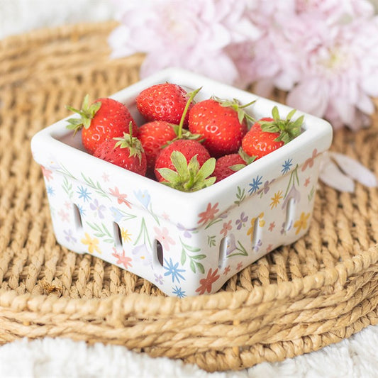 Spring Floral Print Ceramic Berry Basket