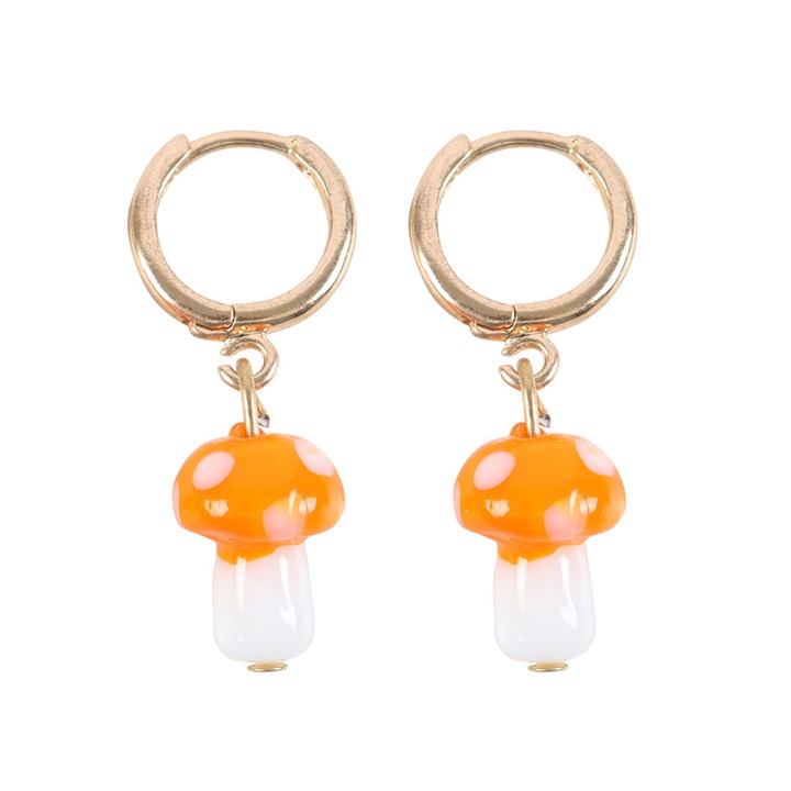 Orange Mushroom Dangle Earrings