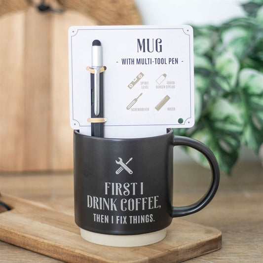 First I Drink Coffee Mug with Multi-tool Pen