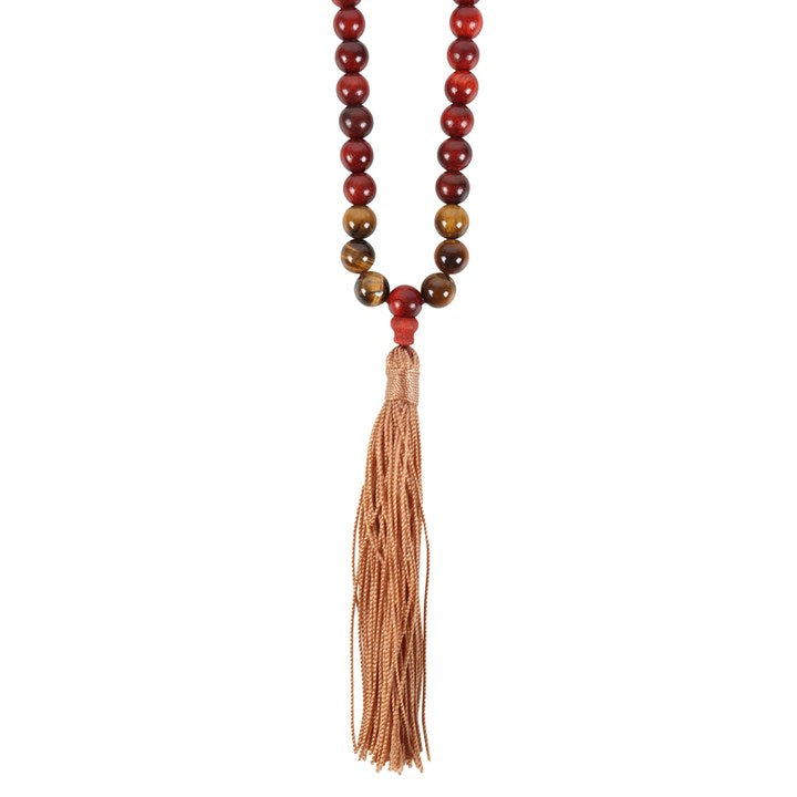 Self Expression Rosewood & Tiger's Eye Mallah Necklace