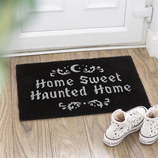 Black Home Sweet Haunted Home Doormat