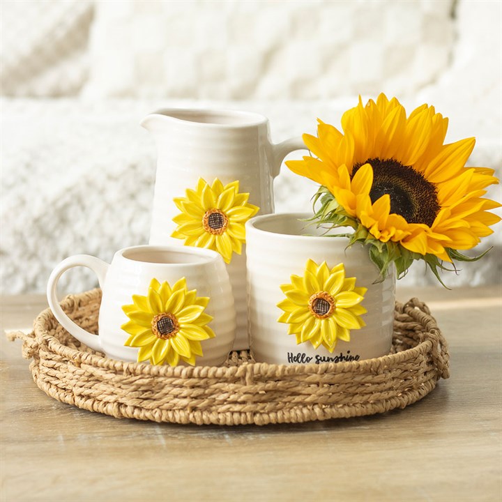 Hello Sunshine Ceramic Flower Jug with 3D Sunflower