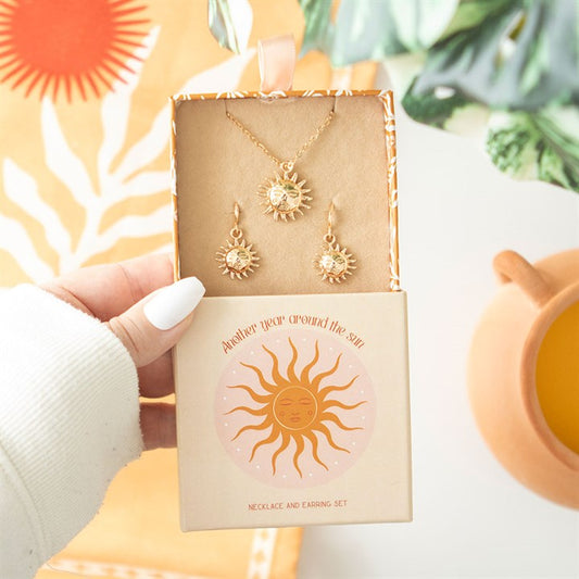 Sun Earring and Necklace Set