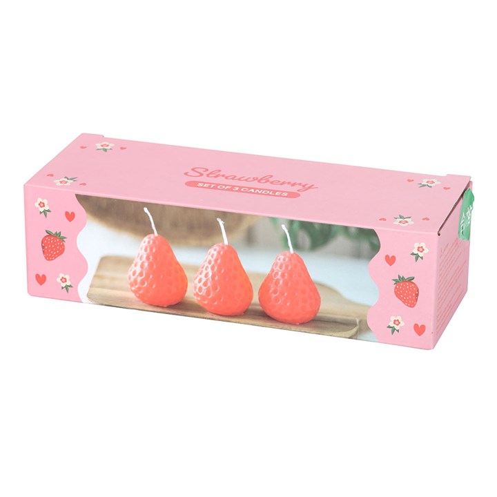 Set of 3 Strawberry Shaped Candles