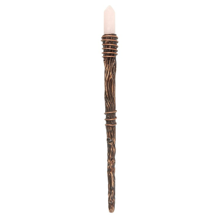 Thin Romance Rose Quartz Crystal Wand