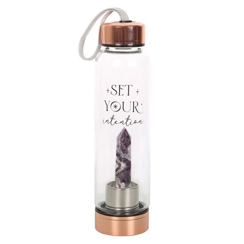 Amethyst Set Your Intention Glass Water Bottle