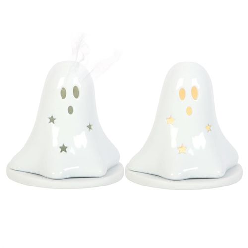 Ceramic Ghost Tealight and Incense Cone Holder