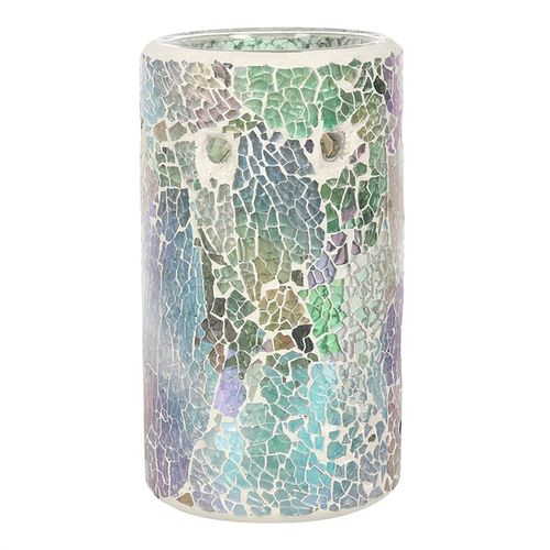 Pillar Light Blue Iridescent Crackle Oil Burner and Wax Warmer