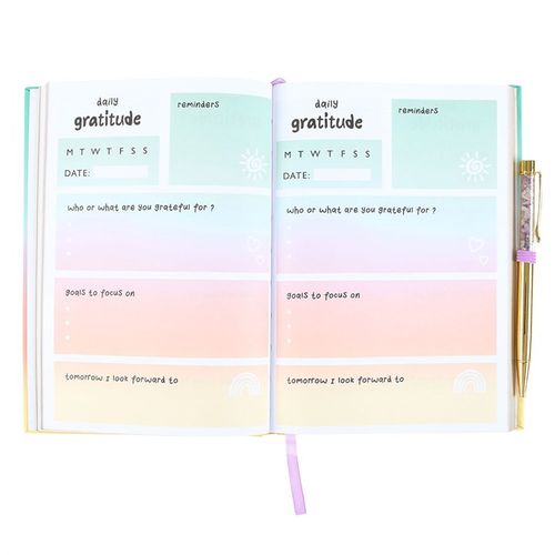 Multicoloured Gratitude Journal with Amethyst Pen