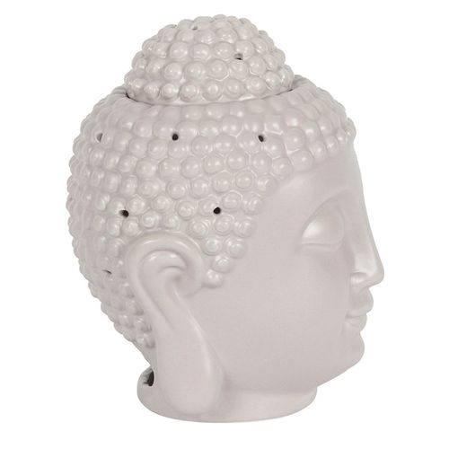 Large Grey Buddha Head Oil Burner and Wax Warmer