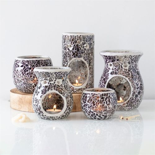 Pillar Gunmetal Grey Crackle Oil Burner and Wax Warmer