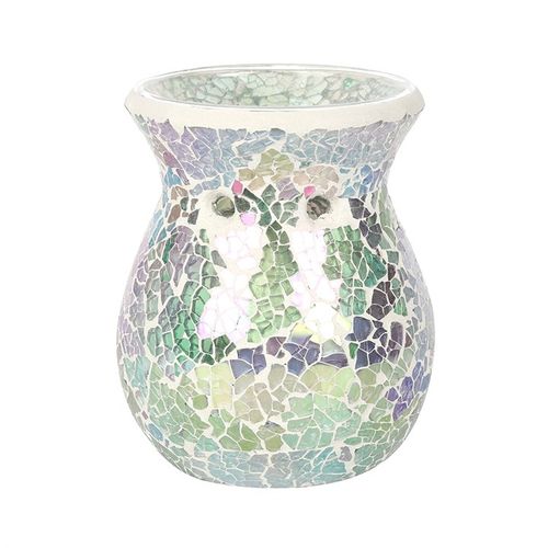 Small Light Blue Iridescent Crackle Oil Burner and Wax Warmer