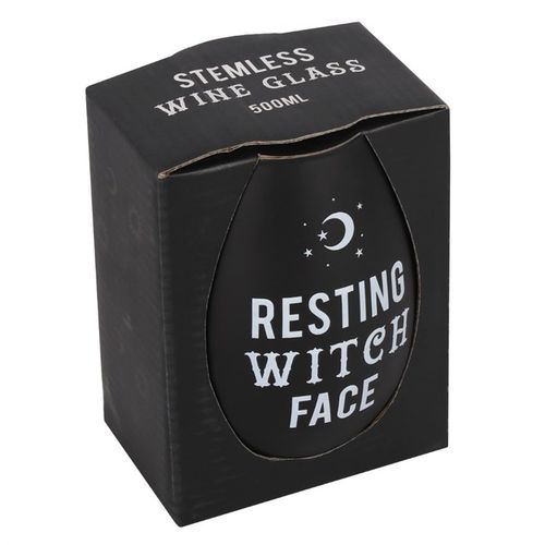 Resting Witch Face Stemless Wine Glass