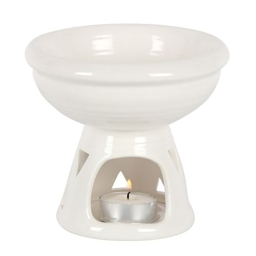 Off White Deep Bowl Oil Burner and Wax Warmer