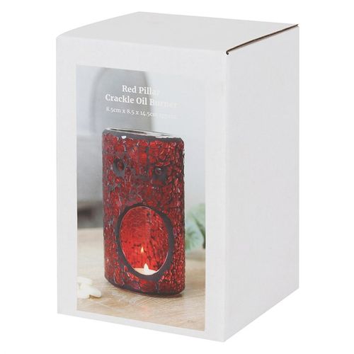 Red Pillar Crackle Glass Oil Burner and Wax Warmer