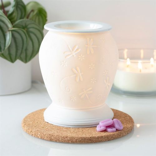 Dragonfly White Ceramic Electric Burner and Wax Warmer