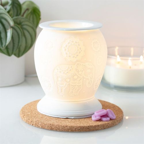 Elephant White Ceramic Electric Oil Burner and Wax Warmer