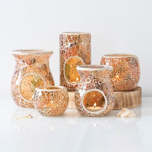 Small Brown Crackle Oil Burner and Wax Warmer