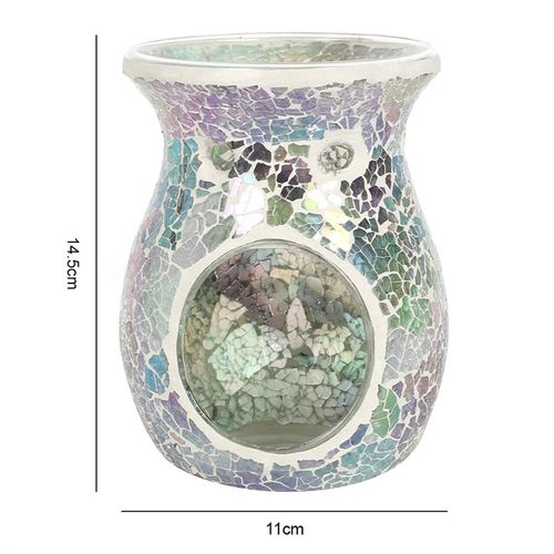 Large Light Blue Iridescent Crackle Oil Burner and Wax Warmer