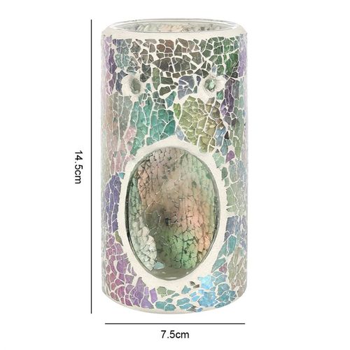 Pillar Light Blue Iridescent Crackle Oil Burner and Wax Warmer